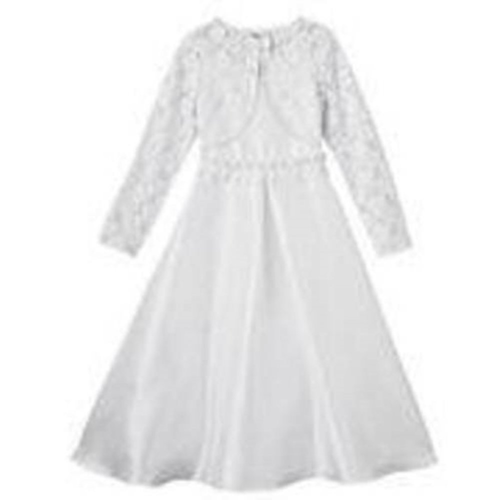 Bonnie Jean Communion Dress & Bolero 5 Girls White Formal Lace Zip Back 2 Pc